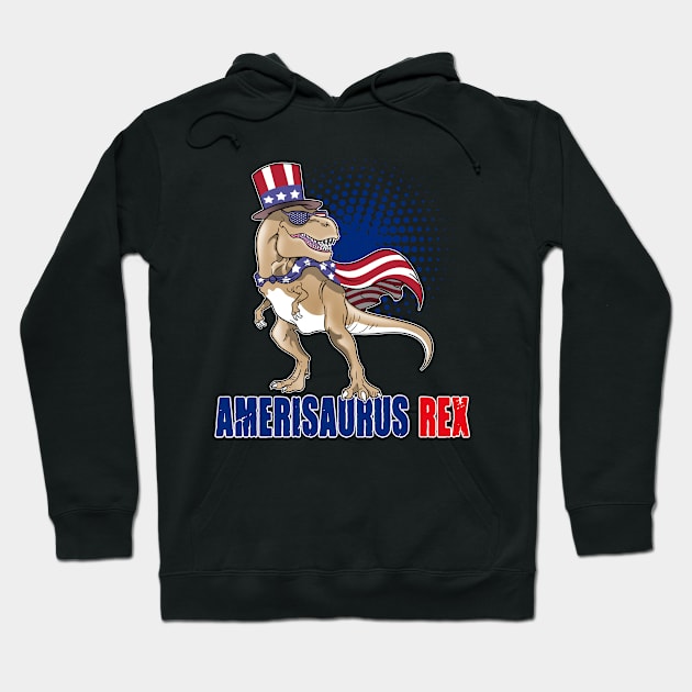 Amerisaurus Rex T-Rex Dinosaur 4th Of July Hoodie by ModernMode